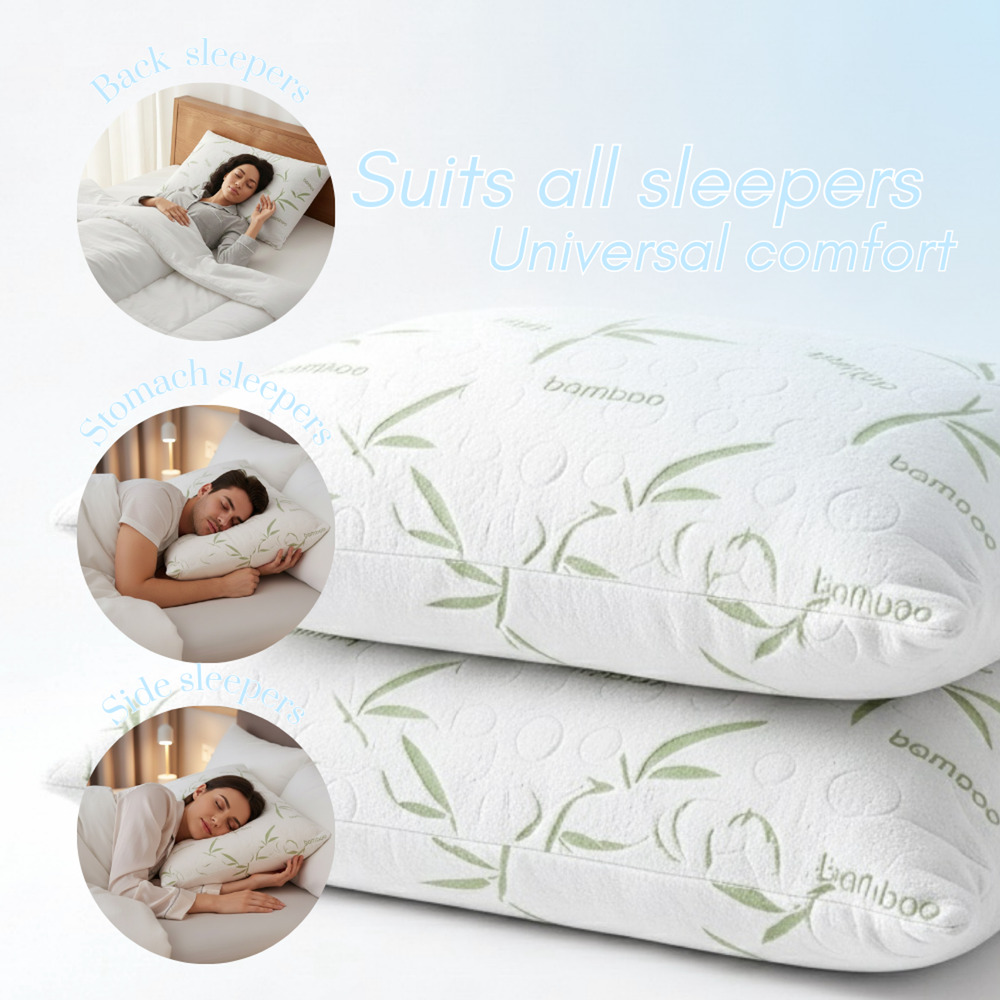 Adjustable Bamboo Memory Foam Pillows King (2 Pack) Cooling Foam - Picture 2 of 6